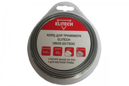 Леска ELITECH 0809.007500 3,0мм,15м