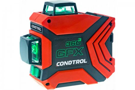 CONDTROL 1-2-222 Лазерный нивелир GFX360-3 (20м /40м с детектором, аккумулятор LiIon 3,7В, 3000мАч) - Фото 1