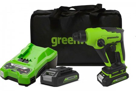 Перфоратор аккумуляторный бесщеточный GREENWORKS GD24SDS1K2 3803107UA - Фото 2