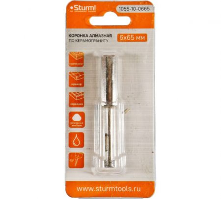 Коронка алмазная по керамограниту STURM 1055-10-0665 - Фото 2