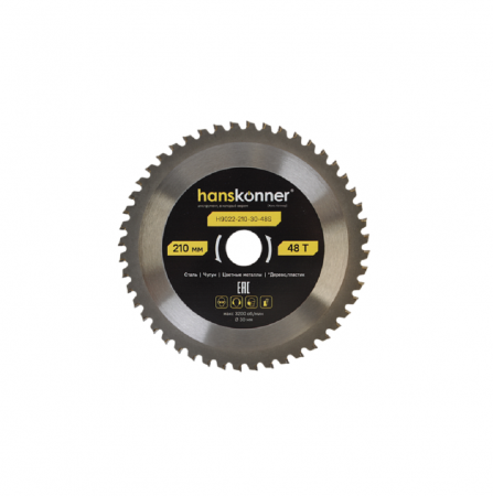 Диск пильный Hanskonner H9022-210-30-48S - Фото 1 Диск пильный Hanskonner H9022-210-30-48S - Фото 1