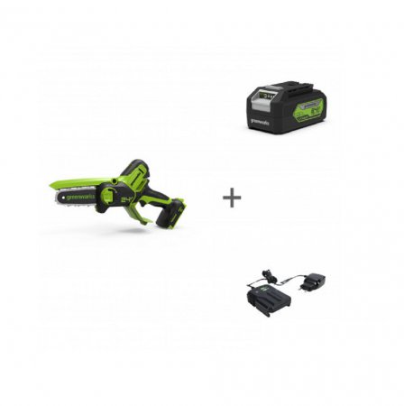 Аккумуляторная цепная мини пила GreenWorks G24MCS10 2008207UB - Фото 2