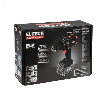 Аккумуляторная дрель Elitech HD CD20BL2(E2201.042.00) без АКБ и ЗУ - Фото 8