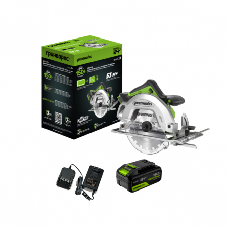 Аккумуляторная дисковая пила GREENWORKS GD24CS 1500907CUG - Фото 2