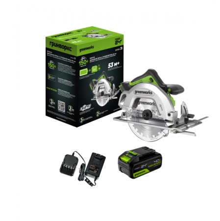 Аккумуляторная пила дисковая GREENWORKS GD24CS 1500907CUB - Фото 2