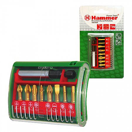 Набор бит Hammer Flex 203-904 PB set No4 (9pcs) Ph/Pz/Sl/Hx  9шт.