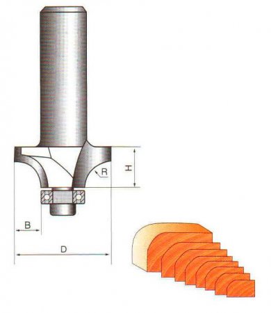 Фреза кромочная калевочная с нижним подшипником GLOBUS 1017 R-2-6