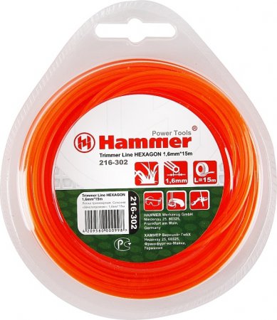 Леска для триммера Hammer 216-302 TL Hexagon 1.6mmx15m