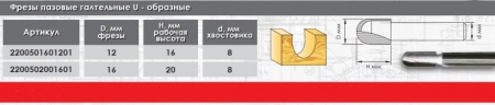 Фреза пазовая галтельная U-образная ИНТЕРСКОЛ 2200501601201 - Фото 2